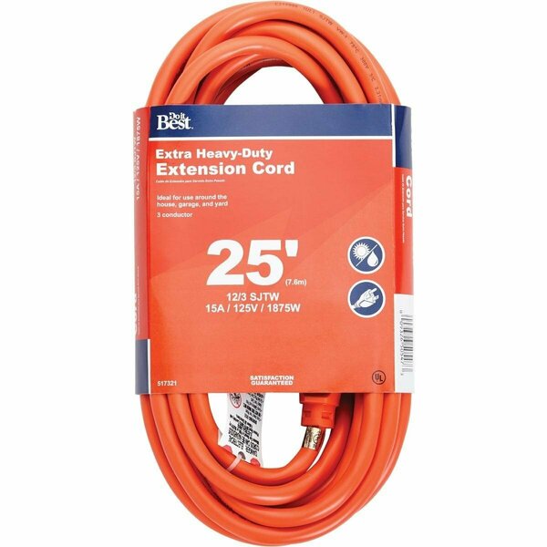 All-Source 25 Ft. 12/3 Heavy-Duty Outdoor Extension Cord OU-JTW123-25-OR